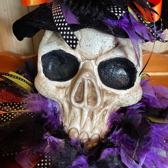 Eccentric colourful vintage Halloween scull table centrepiece display decoration - Picture 7 of 9